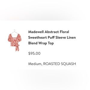 Madewell abstract floral sweetheart puff sleeve linen blend wrap top
